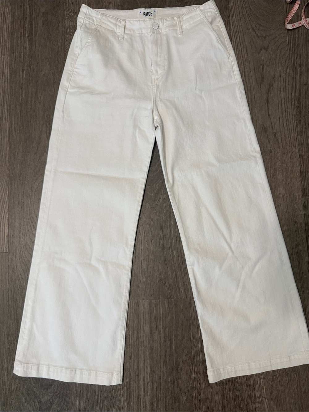 PAIGE Off-White Straight Wide-Leg Jeans